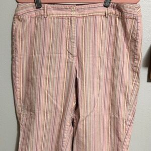 Envision Avenue Women's Capri Striped Pants Size 16 Pink, Blue, Tan Shades